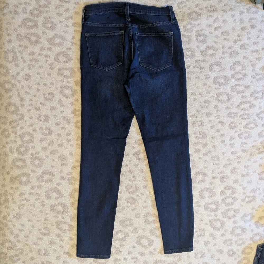 J. Crew High Rise Skinny Jeans Dark Wash Button Fly Stretch Size 28